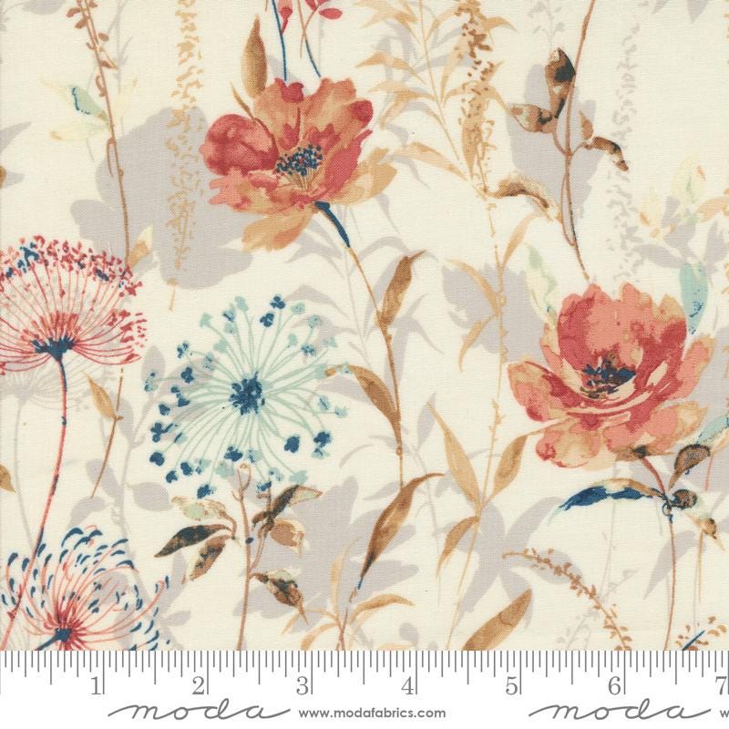 a white background with red and blue flowers