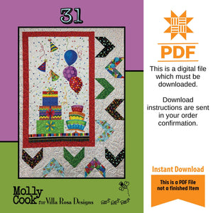 31 Quilt Panel Pattern Only - INSTANT DIGITAL DOWNLOAD - From Orphan Quilts for Villa Rosa Designs Size 42" x 58"