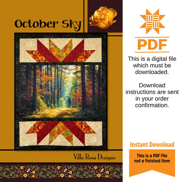 October Sky Quilt Panel Pattern Only - INSTANT DIGITAL DOWNLOAD - From Villa Rosa Designs Size 48