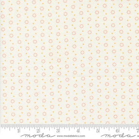 a ruler with a white background with orange dots