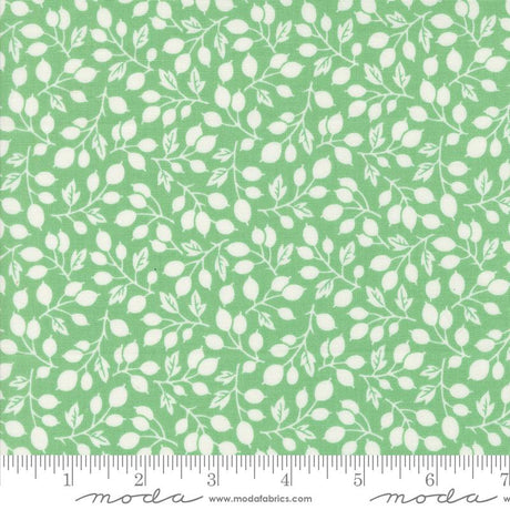 a green and white fabric with leaves on it