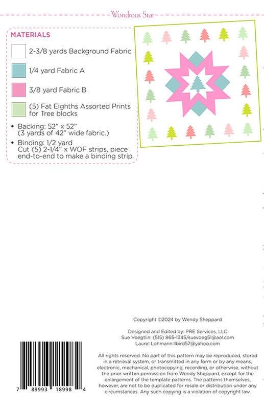 Wondrous Star Quilt Pattern WS93 By Wendy Sheppard Printed Pattern Only