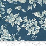a blue and white floral print fabric