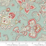 a blue and red floral print fabric