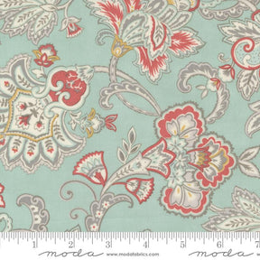 a blue and red floral print fabric