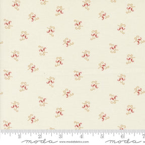 a close up of a white fabric with red flowers on it
