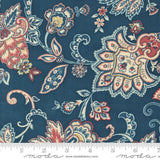 a blue and red floral print fabric