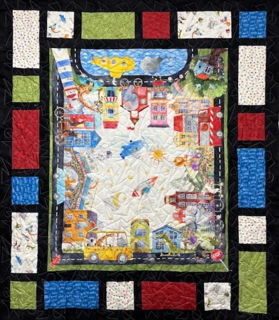 Fish and Chips Quilt Pattern Only - INSTANT DIGITAL DOWNLOAD - From Heidi Cook for Villa Rosa Designs Size 54" x 62"