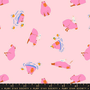 a pink background with a pattern of pink bears
