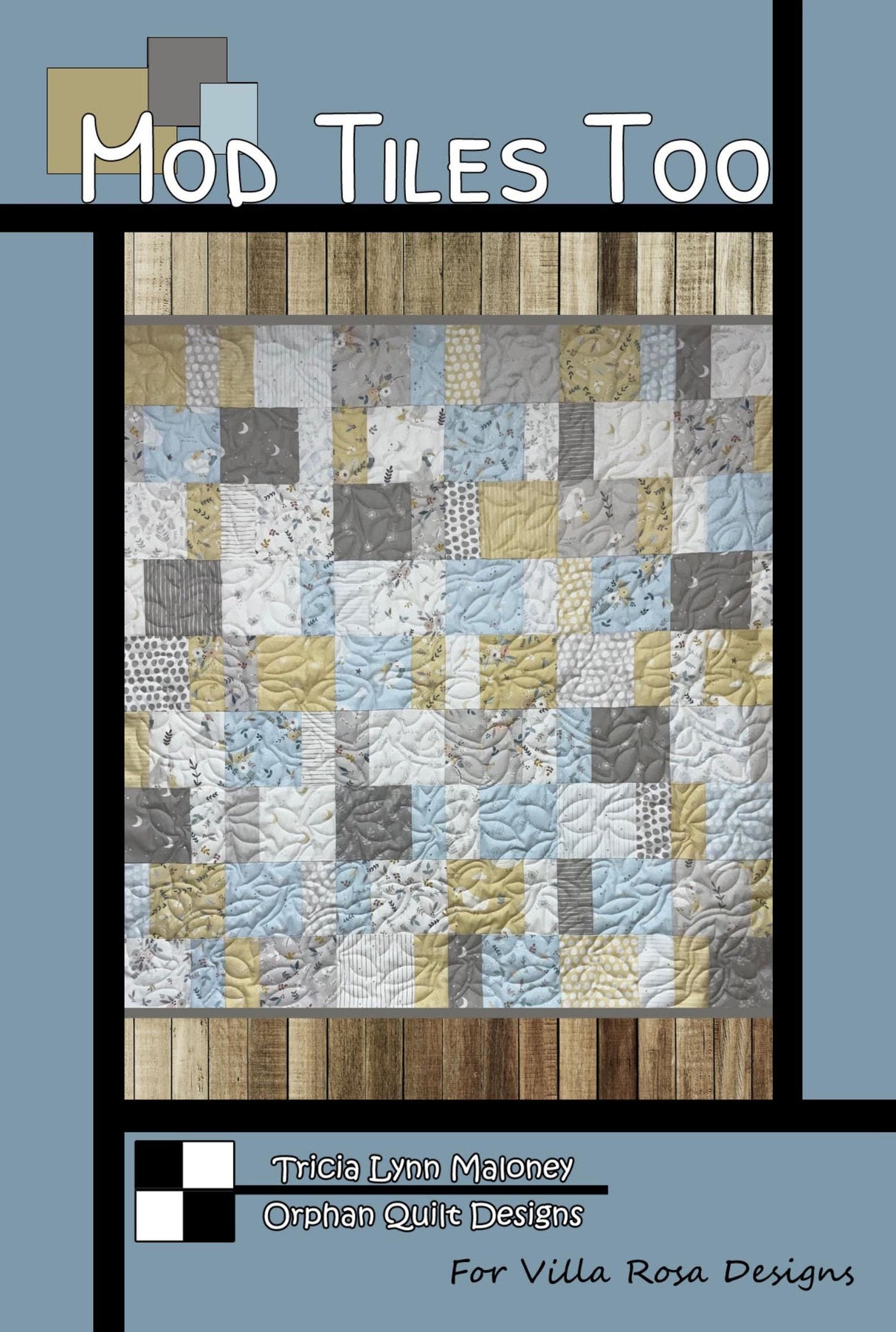 Mod Tiles Too Quilt Pattern - INSTANT DIGITAL DOWNLOAD - by Orphan Quilt Designs for Villa Rosa Designs 39”x 40” (47”x 48” w/ opt border)