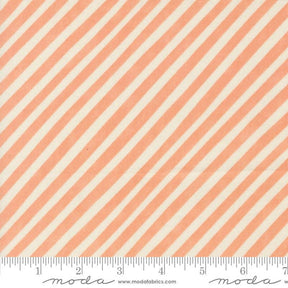 an orange and white striped fabric with a ruler