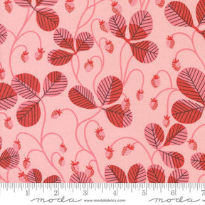 a pink background with red leaves on it