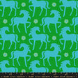 a green and blue pattern with horses and daisies