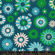 a blue and green flower pattern with a ruler