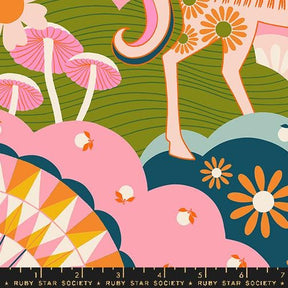 a painting of an animal with flowers and umbrellas