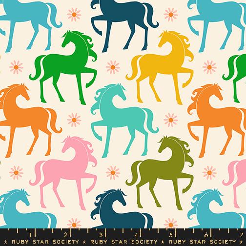 a colorful horse pattern on a white background