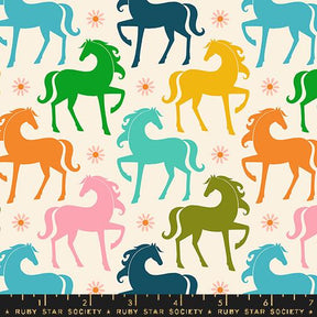 a colorful horse pattern on a white background