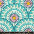 a blue and pink pattern with flowers on it