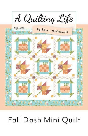 Fall Dash Mini Quilt Pattern QLD241 By Sherri McConnell for A Quilting Life, Finished Size 33.5 " x 33.5 ", Paper Pattern ONLY