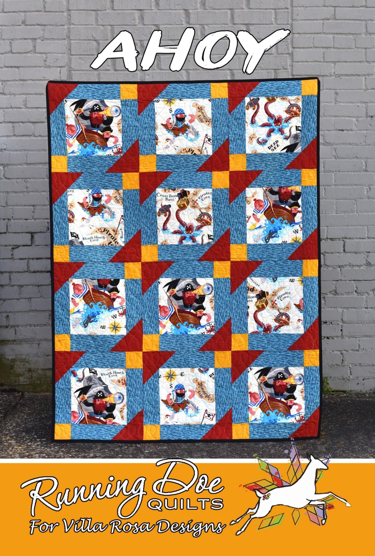 Ahoy Quilt Pattern Only - INSTANT DIGITAL DOWNLOAD - From Running Doe Quilts for Villa Rosa Designs Size 48" x 64"