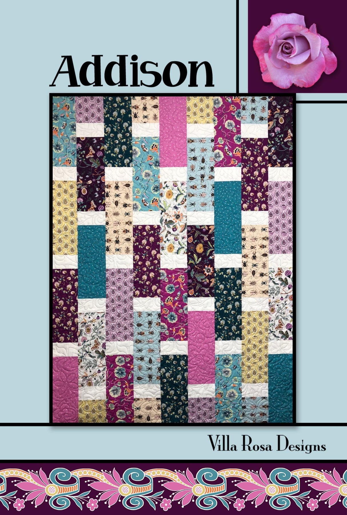 Addison Quilt Pattern - INSTANT DIGITAL DOWNLOAD - From Villa Rosa Designs 54" x 73" uses fat quarters
