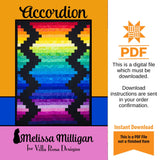 Accordion Quilt Pattern Only - INSTANT DIGITAL DOWNLOAD - By Melissa Milligan for Villa Rosa Designs Size 52" x 70" uses 2 1/2 inch strips
