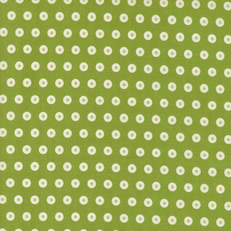 a green background with white flowers on it