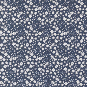 a blue and white background with white flowers