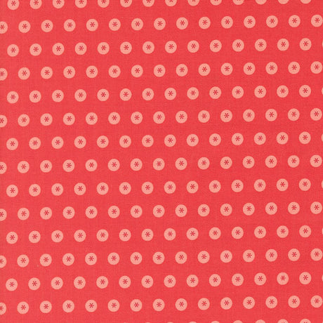 a red background with white circles on it