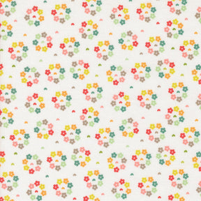 a white background with multicolored flowers on it