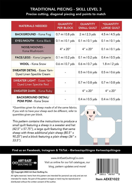 Knitted For Ewe Quilt Pattern Booklet by Art East Quilting Co