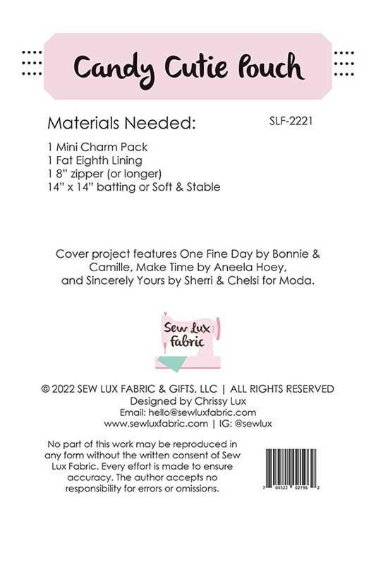 Candy Cutie Pouch Pattern SLF2221 by Chrissy Lux of Sew Lux Fabrics