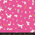 a pink background with white cats and flowers