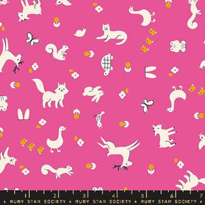 a pink background with white cats and flowers