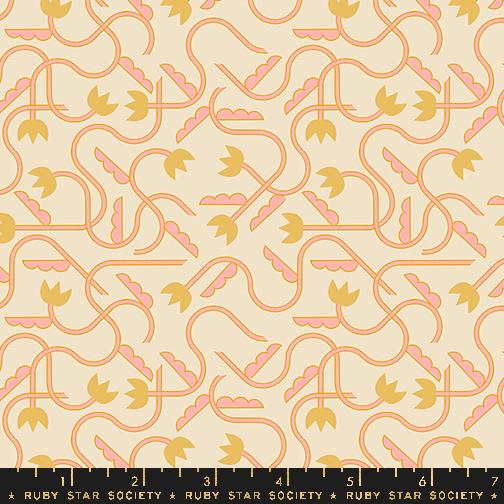 a yellow and orange pattern with a black border