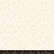 a white cat pattern on a beige background