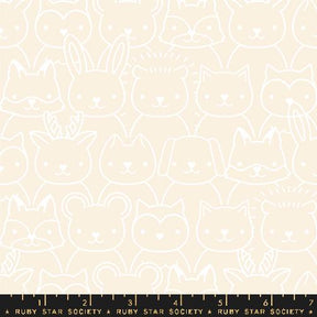 a white cat pattern on a beige background