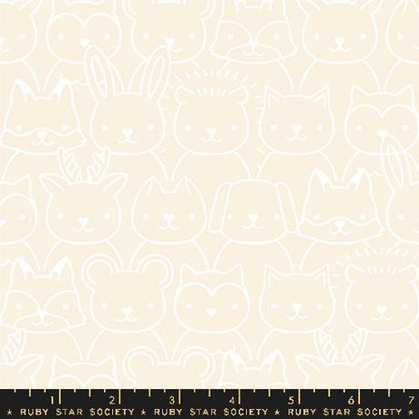a white cat pattern on a beige background