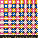 a colorful pattern with stars on a white background