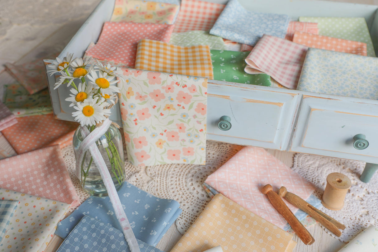 Cottage Charm Sweet Stamps Koral Kicks 31751-14 by Heather Briggs of My Sew Quilty Life Sold in 1/2 yard increments