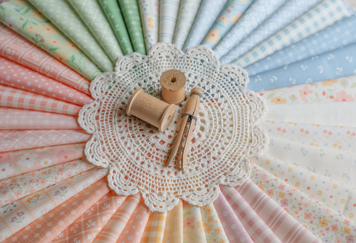 Cottage Charm Wallpaper Koral Kicks 31750-14 by Heather Briggs of My Sew Quilty Life Sold in 1/2 yard increments
