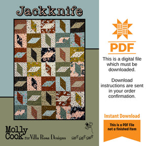 Jackknife Quilt Pattern Only - INSTANT DIGITAL DOWNLOAD - From Molly Cook for Villa Rosa Designs Size 40" x 56"