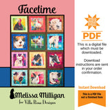 Facetime Quilt Pattern Only - INSTANT DIGITAL DOWNLOAD - From Melissa Milligan for Villa Rosa Designs Size 51" x 68"