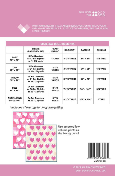 Patchwork Hearts II Quilt Pattern # QLP156 by Quilty Love 5 sizes available see 2nd photo