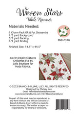 Woven Stars Table Runner Pattern BNB 2330 by Chrissy Lux for Branch and Blume 14.5"x 44.5"