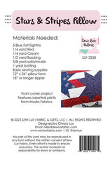 Stars and Stripes Pillow Pattern SLF2250 by Chrissy Lux of Sew Lux Fabric 12"x 24"