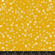 a yellow background with white stars and other symbols
