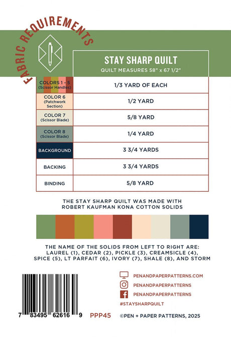 Stay Sharp Quilt Pattern PPP45 from Pen & Paper Patterns By Lindsey Neill 58 x 67
