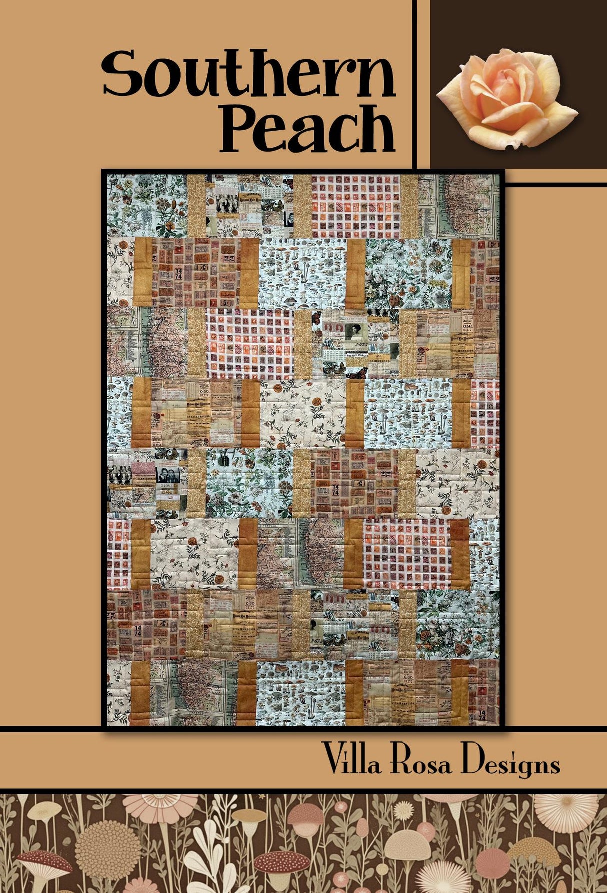 Southern Peach Quilt Pattern Only - INSTANT DIGITAL DOWNLOAD - By Villa Rosa Designs Size 44" x 60"