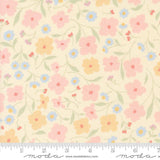 a flowered fabric with a ruler in front of it